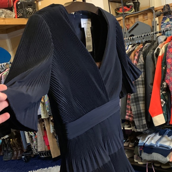 Joseph Ribkoff NWT Navy Ruffle Midi Dress - Picture 5 of 9